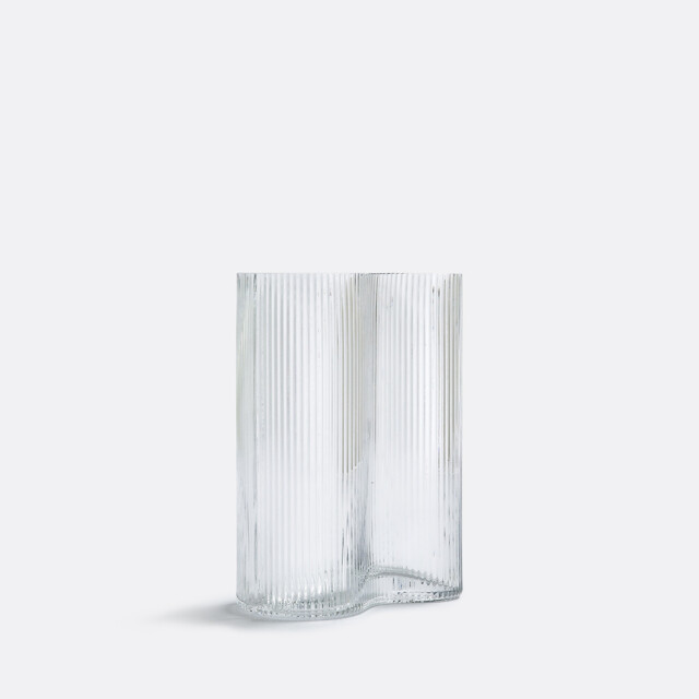 Anija 21cm High Ribbed Smoked Glass Vase - image 1
