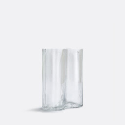 Anija 21cm High Ribbed Smoked Glass Vase