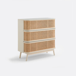 Laora Chest of Drawers with 3 Drawers with Rattan Cane - thumbnail 1