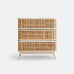 Laora Chest of Drawers with 3 Drawers with Rattan Cane - thumbnail 3