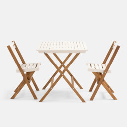Dudena Acacia 2-Seater Folding Garden Set, Square Table and 2 Chairs - thumbnail 2