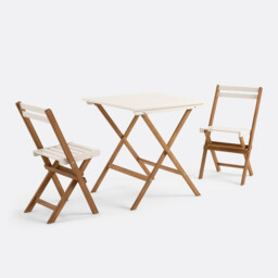 Dudena Acacia 2-Seater Folding Garden Set, Square Table and 2 Chairs - thumbnail 1