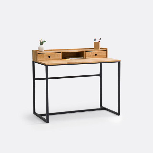 Hiba Low Riser Desk in Metal and Oak Veneer - image 1