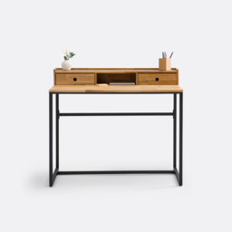 Hiba Low Riser Desk in Metal and Oak Veneer - thumbnail 3