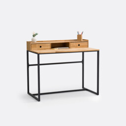 Hiba Low Riser Desk in Metal and Oak Veneer - thumbnail 1