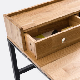 Hiba Low Riser Desk in Metal and Oak Veneer - thumbnail 4