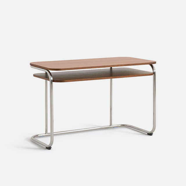 Marsso Walnut Veneer/Polished Steel Two-Tier Desk - image 1