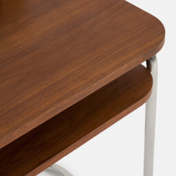 Marsso Walnut Veneer/Polished Steel Two-Tier Desk - thumbnail 4