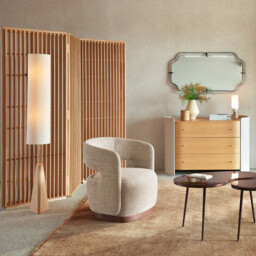 Byobu Solid Oak Openwork Room Divider with 3 Folding Panels - thumbnail 2