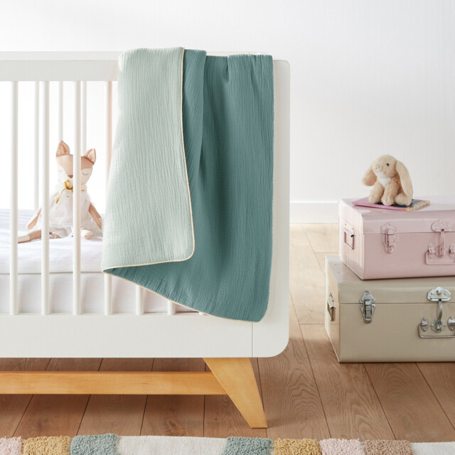 Kumla Two-Tone Cotton Muslin Baby Blanket - image 1