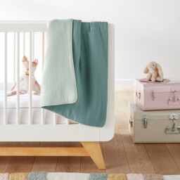 Kumla Two-Tone Cotton Muslin Baby Blanket - thumbnail 1