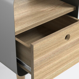 Joris Bedside Table in Ash Veneer and Metal - thumbnail 3