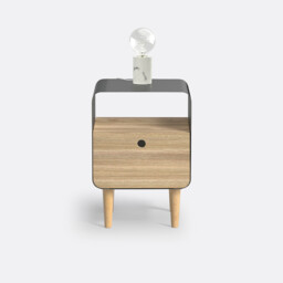 Joris Bedside Table in Ash Veneer and Metal - thumbnail 2