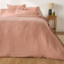 Acélie Lavender/Ochre Washed Linen Duvet Cover - thumbnail 4
