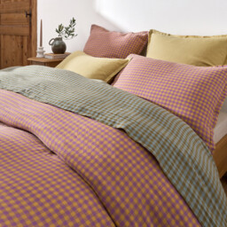 Acélie Lavender/Ochre Washed Linen Duvet Cover - thumbnail 3