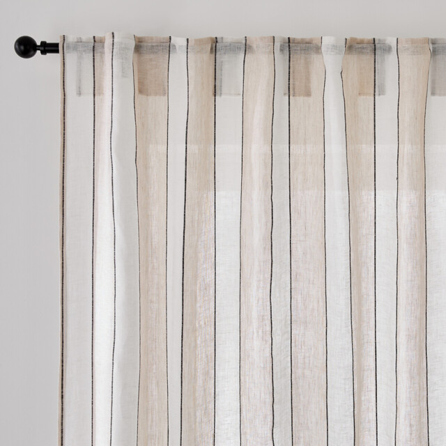 Avori Striped Linen/Cotton Voile Panel with Concealed Tabs - image 1