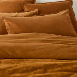 Noria Double-Sided Duvet Cover in Washed Cotton/Velvet - thumbnail 2