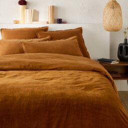 Noria Double-Sided Duvet Cover in Washed Cotton/Velvet - thumbnail 1