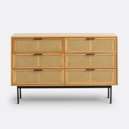 Waska Ash & Rattan Chest of 6 Drawers