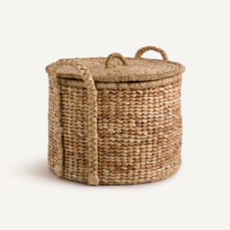 Tima Round Basket with Lid in Water Hyacinth 36.5cm - thumbnail 1