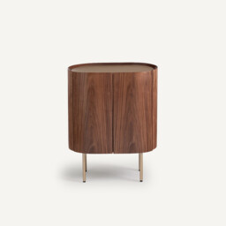 Aslen Bedside Table in Solid Walnut, Walnut Veneer and Leather - thumbnail 3