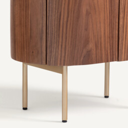 Aslen Bedside Table in Solid Walnut, Walnut Veneer and Leather - thumbnail 4