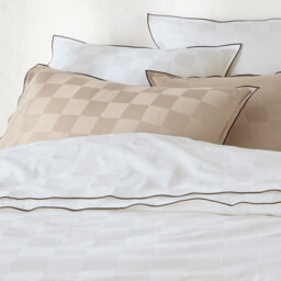 Victor Checkerboard Washed Cotton Satin Duvet Cover - thumbnail 2