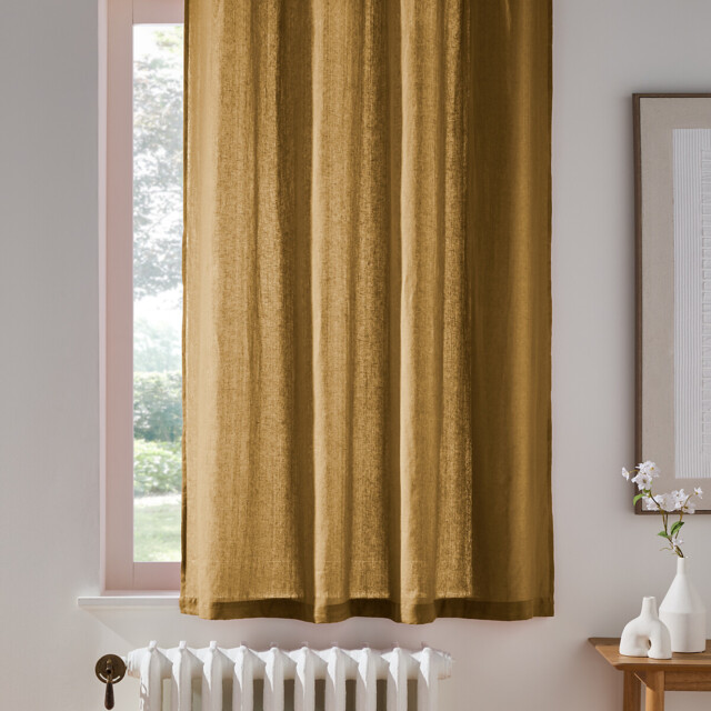 Onega Washed Linen Radiator Curtain with Eyelets - image 1