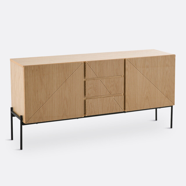 Lodge Oak Veneer 2-Door, 3-Drawer Sideboard - image 1