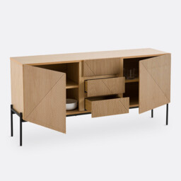 Lodge Oak Veneer 2-Door, 3-Drawer Sideboard - thumbnail 4