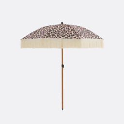 Savana Leopard Print Fringed Parasol - thumbnail 1