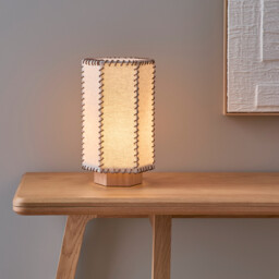 Sixta Table Lamp in Oak and Linen