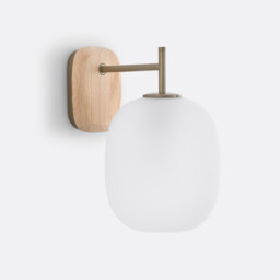 Navida Frosted Glass & Oak Wall Lamp - thumbnail 1