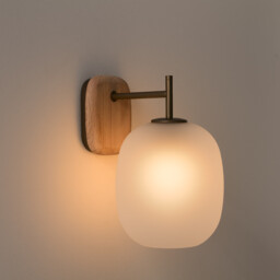 Navida Frosted Glass & Oak Wall Lamp - thumbnail 3
