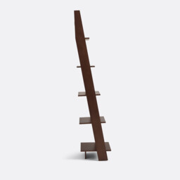 Domeno Wall-Mounted Ladder Bookcase in Walnut-Stained Ash Veneer - thumbnail 3