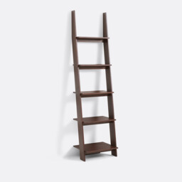 Domeno Wall-Mounted Ladder Bookcase in Walnut-Stained Ash Veneer