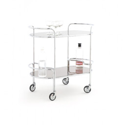 Vincenzo Smoked Glass and Chrome Metal Dessert Trolley