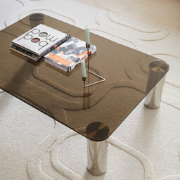 Ramcel Coffee Table in Tempered Glass and Steel - thumbnail 2