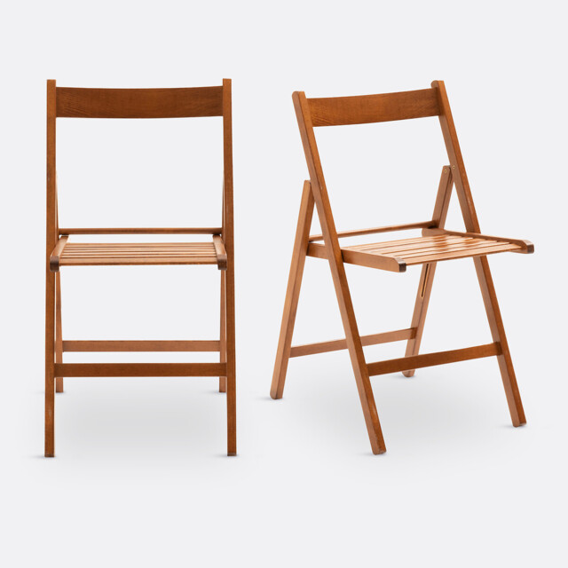 Set of 2 Yoann Folding Chairs in Solid Beech - image 1