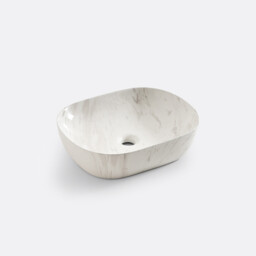Mabel Oval Ceramic Marble-Effect Washbasin