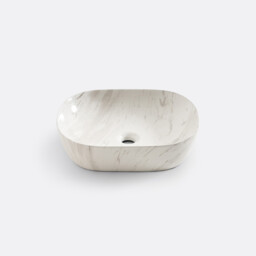Mabel Oval Ceramic Marble-Effect Washbasin - thumbnail 4