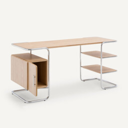 Emlyn Oak Veneer Tubular Desk, Length 155cm - thumbnail 4