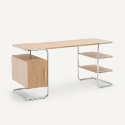 Emlyn Oak Veneer Tubular Desk, Length 155cm