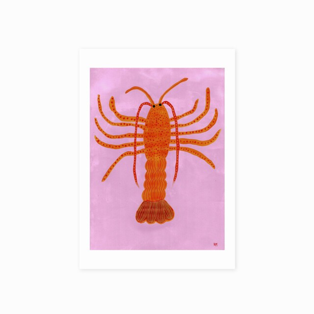 Orange Lobster on Pink by Nancy McKie
