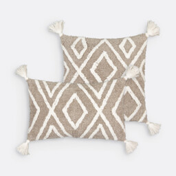Cali Geometric Tassel 100% Tufted Cotton Cushion Cover - thumbnail 1