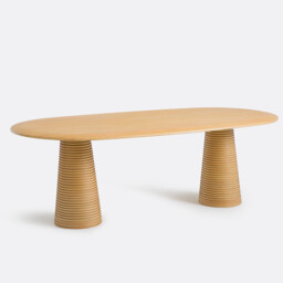 Liam 6-8 Seater Oval Dining Table in Oak Veneer - thumbnail 1