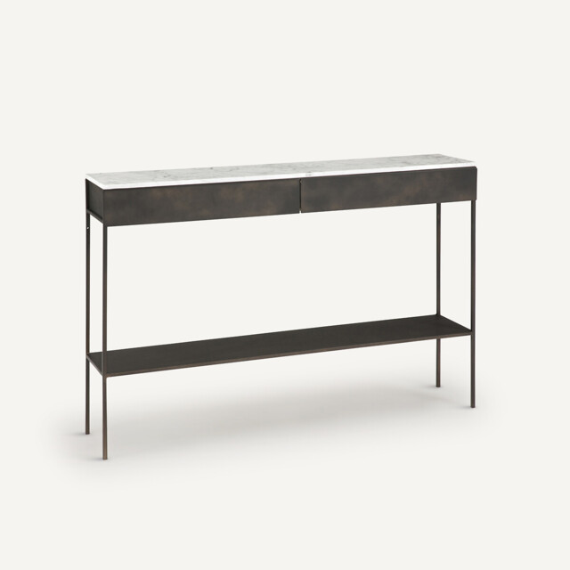 Fébée White Marble & Metal Console Table - image 1