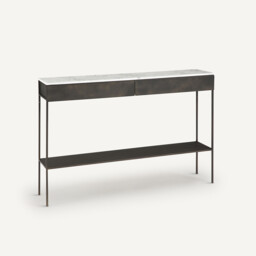 Fébée White Marble & Metal Console Table - thumbnail 1