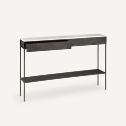 Fébée White Marble & Metal Console Table - thumbnail 3