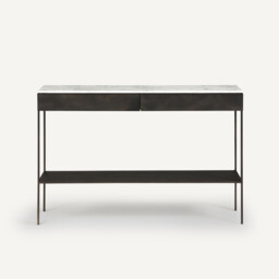 Fébée White Marble & Metal Console Table - thumbnail 2